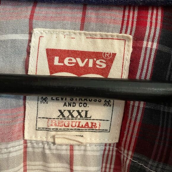 Levi's Red and Gray Plaid Pearl Snap Shirt XXXL UB-16 - Picture 3 of 9